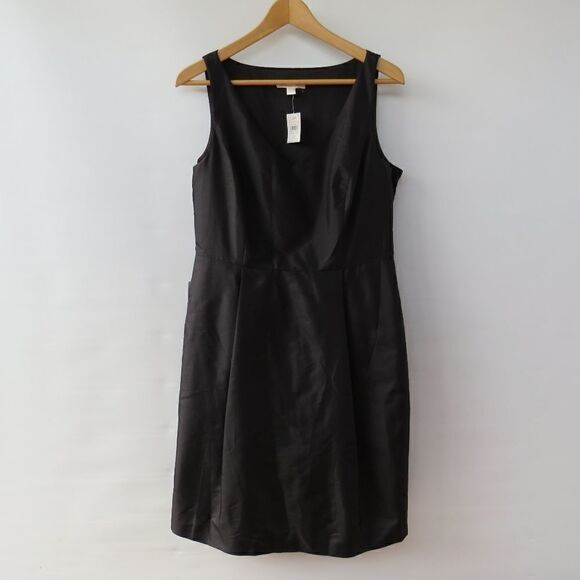 Ann Taylor Dress Womens 8 Minimalist Classic Black Day A-Line Silk Knee Length - Picture 16 of 16